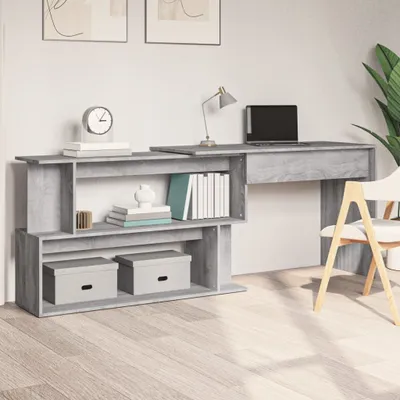 Image de vidaXL Bureau d'angle Gris Sonoma 200x50x76 cm Bois composite - Bureau d'angle - Bureaux d'angle - Bureau - Bureau de bureau
