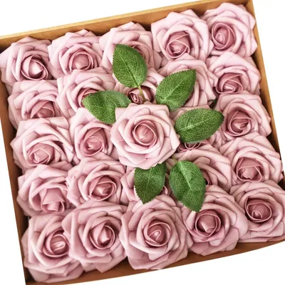 Immagine prodotto di Fiori artificiali, rose in schiuma, ideali per composizioni fai-da-te (rosa-lilla)