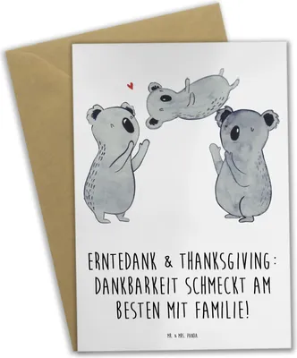 Produktbild von Mr. & Mrs. Panda babykarte Erntedankfest & Thanksgiving - Weiß - Geschenk, Geschenke, einladungskarten, Dankbarkeit, Events, weihnachtskarten, Feiertag, emotionale
