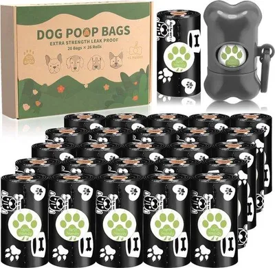 Produktbild von Hundekotbeutel mit Dispenser und Riemenhalter - 520 starke und fleckfreie Beutel