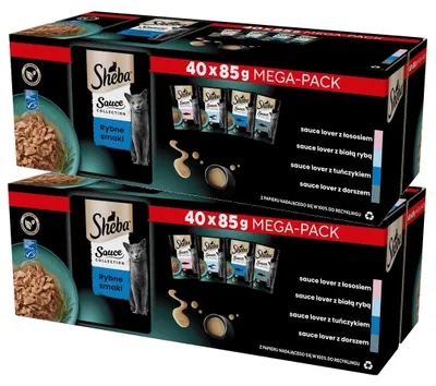 Zdjęcie produktu dla Sheba Sauce Collection Rybne Smaki Saszetki 80x85g Mokra Karma Pełnoporcjowa Dla Dorosłych Kotów W Sosie