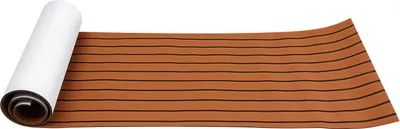 Zdjęcie produktu dla Mata pokładowa do łodzi - pianka EVA o wyglądzie drewna tekowego - samoprzylepna - antypoślizgowa - 241×61 cm - grubość 0,6 cm - brązowa