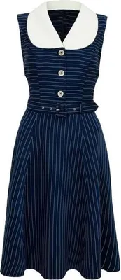 Produktbild von Hell Bunny Mittellanges Kleid Damen Costello Knee Dress blau/weiß XXL