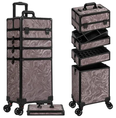 Image de Mallette de maquillage sur roulettes, organisateur 5 en 1 pour cosmétiques