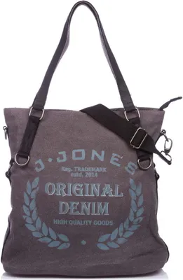 Produktbild von Canvas damentasche Tasche mit Echtleder Shopper Umhängentasche Schultertasche Groß Grau J Jones
