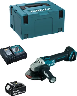 Produktbild von Mini-Winkelschleifer MAKITA DGA504RFJ1 (1 x 3,0 Ah + DC18RC + MAKPAC 3)