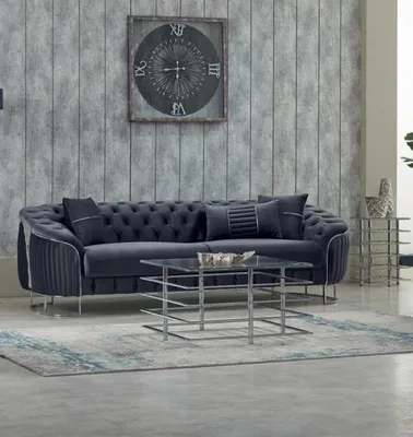 Produktbild von Polstersofa Couch Dreisitzer Sofa 3 Sitzer Stoffsofa Grau Luxus Sofas