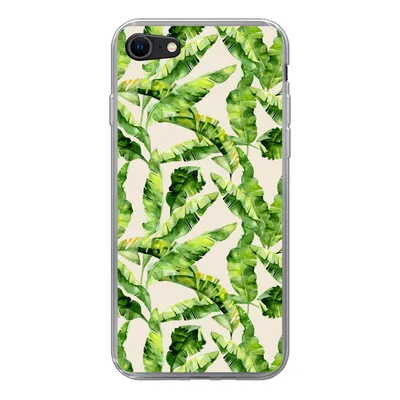 Produktbild von MuchoWow® Handyhülle Schutzhülle Hülle für iPhone SE 2020 Palmenblatt - Muster - Tropisch Silikon Softcase Handy Hülle - Kartenbesitzer