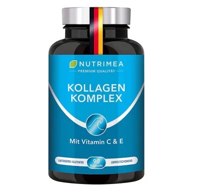 Produktbild von Nutrimea Nutrimea COLLAGEN mit Natürlichem Vitamin C, E, A | Kollagen Hydrolysat Peptide Typ I + II