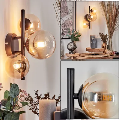 Produktbild von Isorella Wandlampe aus Metall/Glas in Schwarz/Bernstein/Klar