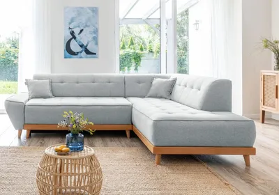 Image de MIUFORM Dazzling Daisy - Canapé d'angle avec fonction lit et coffre de lit L-FORME DROITE - 253x190cm - Gris clair - Canapé-lit Canapé
