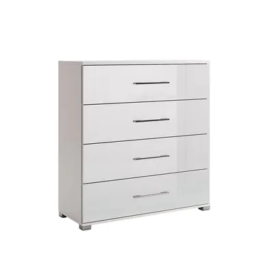 Produktbild von Weiße Hochglanz Kommode Family 100x107x40cm Modern 4 Schubladen Schlafzimmer Wohnzimmer Flur