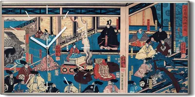 Produktbild von Küchenuhr Bürouhr Leinwand Uhr 60x30 Malerei Asiatische Traditionelle Kimono - weiße Hände