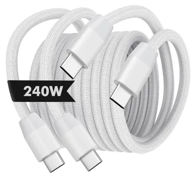 Produktbild von MoKo 240W USB-C Zu USB-C Kabel,2er Pack 10ft Nylon Geflochten Schnellladen
