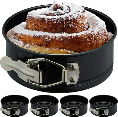 Immagine prodotto di Set di 5 teglie rotonde - mini stampi per torte - resistenti al calore - 12 cm