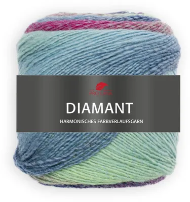 Produktbild von Pro Lana DIAMANT 150 g Multicolorgarn mit harmonischem Farbverlauf 525 m Farbe 097 - mint/weinrot/jeans