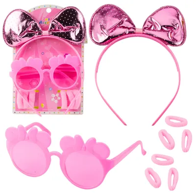 Produktbild von Beauty-Set Haarband mit Schleife, Brille, elastische Bänder, rosa
