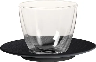 Produktbild von Villeroy & Boch Manufacture Rock Kaffeeglas mit Untertasse 250 ml