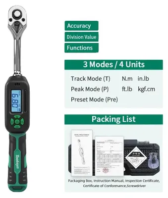 Produktbild von Drehmomentschlüssel, verstellbare Einstellungen, ±2% Genauigkeit, 3 8 Antrieb6.8-135N.m
