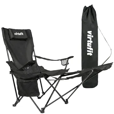 Produktbild von VirtuFit Campingstuhl mit Fußstütze, schwarz, faltbar