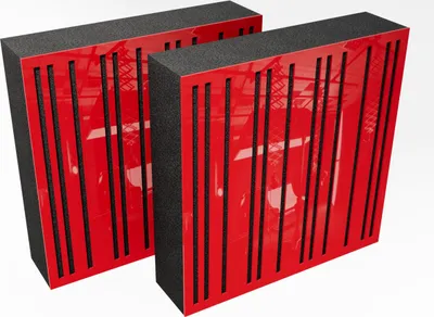 Zdjęcie produktu dla 2-pak - Panel akustyczny pochłaniający dźwięk AbFuser | 50 x 50 cm | kolor: (czerwony błyszczący plastik, ABAFA (150 mm))