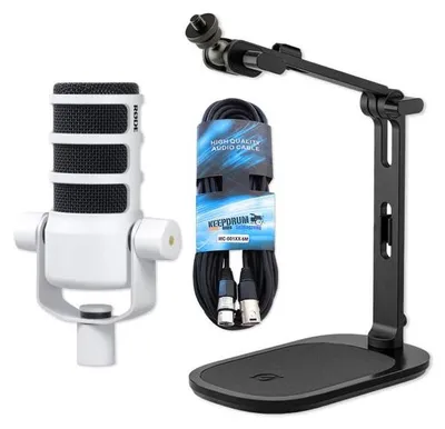 Productafbeelding van Rode Microfoon Podmic, wit, met DS-3 tafelstatief en kabel