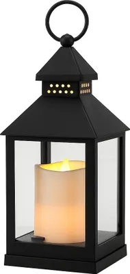 Produktbild von LED-Kerzenlaterne 10,5x10,5x23cm Schwarz