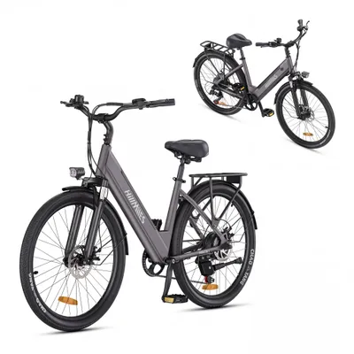 Productafbeelding van HillMiles e-bike, stadsfiets en e-hollandfiets met een 36V 13Ah accu, met een bereik tot 80-100 km, SHIMANO 7-versnellingen, 250W motor en een snelheid van 25 km/u, model MileCity1, AI-gegenereerde afbeelding