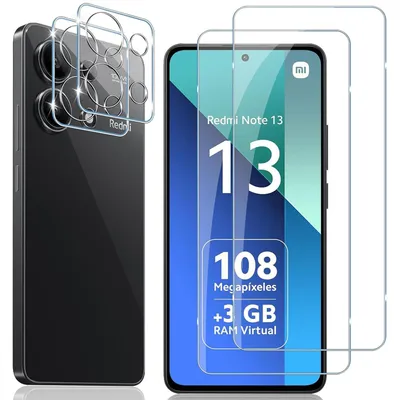 Produktbild von Panzerglas für Xiaomi Redmi Note 13 4G Schutzfolie 2x Kamera Schutzglas Folie 2x Panzerfolie