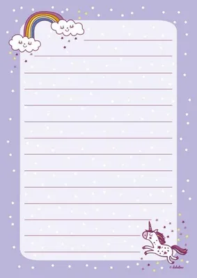 Produktbild von Liniertes Briefpapier-Set für Kinder: Einhorn (für Mädchen, rosa, lila)