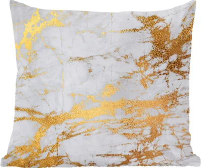 Produktbild von MuchoWow® Zierkissen Sofakissen Wohnzimmer Dekokissen 40x40 cm Marmor - Grau - Gold - Foto Kissen - Schlafzimmer Dekoration
