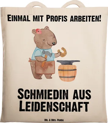Produktbild von Mr. & Mrs. Panda Shopping Tasche Schmiedin Leidenschaft - Transparent - Geschenk, Tote Bag, Stoffbeutel, Einkaufstüte, Uni, Laptoptasche