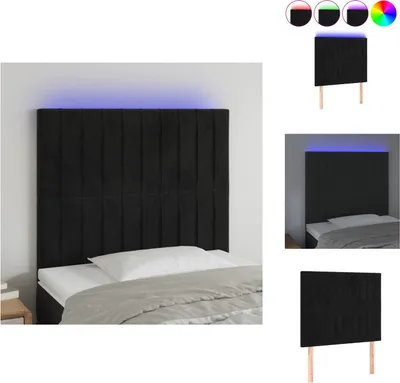 Produktbild von vidaXL LED Kopfteil Schwarz 100x5x118/128 cm Samt -  Kopf- & Fußenden
