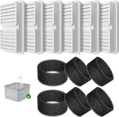 Imagen del producto de Filtros para agua de gatos, con 6 filtros de repuesto y 6 filtros de espuma, para fuentes de agua