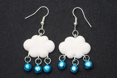 Produktbild von Wolke Ohrringe Miniblings Hänger Regen Wolken Wetter weiß mit Glöckchen blau
