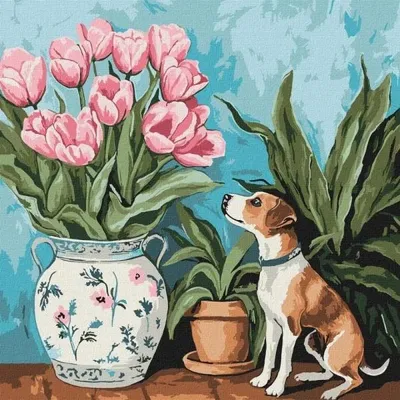 Image de Peinture par numéros - Tulipes enchanteresses 40 x 40 cm - Ideyka