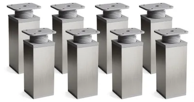 Obrázek produktu pro Nastavitelné nožičky na nábytek, sada 8 kusů, výška 80 mm, kartáčovaná nerezová ocel, šedá barva