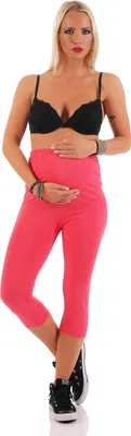 Produktbild von Umstandsleggings 3/4 Baumwolle Schwangerschaft Bauchbund EU Koralle L/40