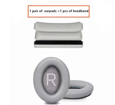 Produktbild von Ersatz-Kopfbügel + Ohrpolster für Bose QuietComfort QC35 QC15 QC45 QC25 35 II (QC35 ii) Wireless, Silber