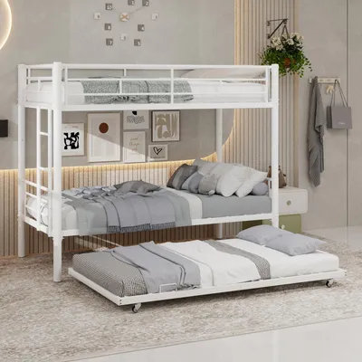 Obrázok produktu pre Poschodová posteľ 2 v 1, rozmer 90x190 cm, povrchová úprava práškovou farbou, bezpečnostné zábradlie, protišmyková rebrík, maximálna nosnosť 200 kg