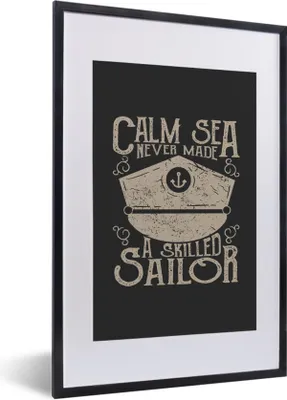 Produktbild von MuchoWow® MuchoWow® Gerahmtes Poster Jahrgang - Segeln - Hut 40x60 cm - Poster mit zchwarzem Bilderrahmen - Poster in Rahmen