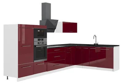 Obrázok produktu pre Rohová kuchyňa Vicco Fame-Line Bordeaux vysoký lesk/biely 347 x 207 cm, AP Antracit, Model 63641