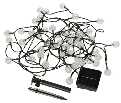 Obrázok produktu pre Solárne vonkajšie osvetlenie – guľové lampy, 7 metrov, 50 LED, teplá biela farba