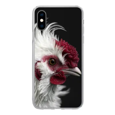 Produktbild von MuchoWow® Handyhülle Schutzhülle Hülle für iPhone X Huhn - Vogel - Schwarz Silikon Softcase Handy Hülle - Handyhülle