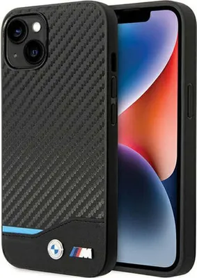 Produktbild von BMW Leather Carbon Blue Line - iPhone 13 Case (Black)