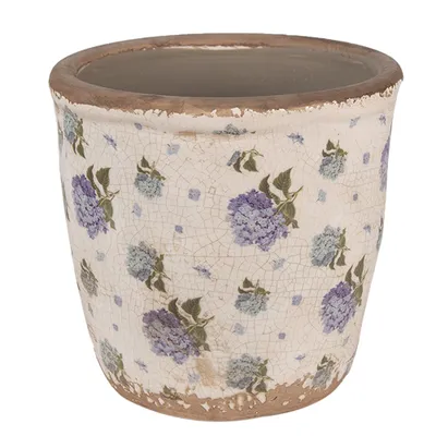 Obrázok produktu pre Clayre & Eef Kvetináč Ø 14x13 cm Béžová Modrá Keramické kvety