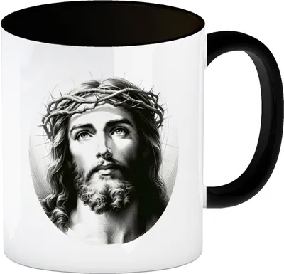Produktbild von Jesus Christus Kaffeebecher in schwarz