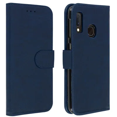 Immagine prodotto di Avizar, custodia a libro con portamonete, custodia a libro in Pelle finta per Samsung Galaxy A20e, blu notte