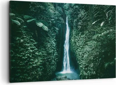 Produktbild von Bild auf Leinwand - Leinwandbild - Einteilig - Tropen Wasserfall Dschungel - 100x70cm - Wand Bild - Wanddeko - Wandbilder - Leinwanddruck - Bilder - Wanddekoration - Leinwand bilder - AA100x70-5103