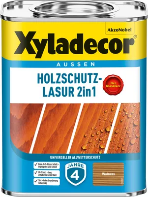 Produktbild von Xyladecor Holzschutz-Lasur, Universeller Allwetter-Schutz – Der Klassiker, Walnuss, 750 ml